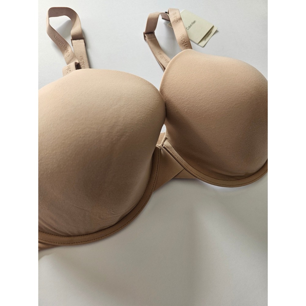 Calvin Klein Lightly Lined Bralette Women 36DDD Tan Logo Strap Underwire‎ Bra - Picture 2 of 6